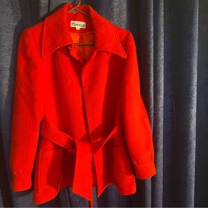 Vintage Women’s John Meyer Red Women's Wool Coat with Belt
